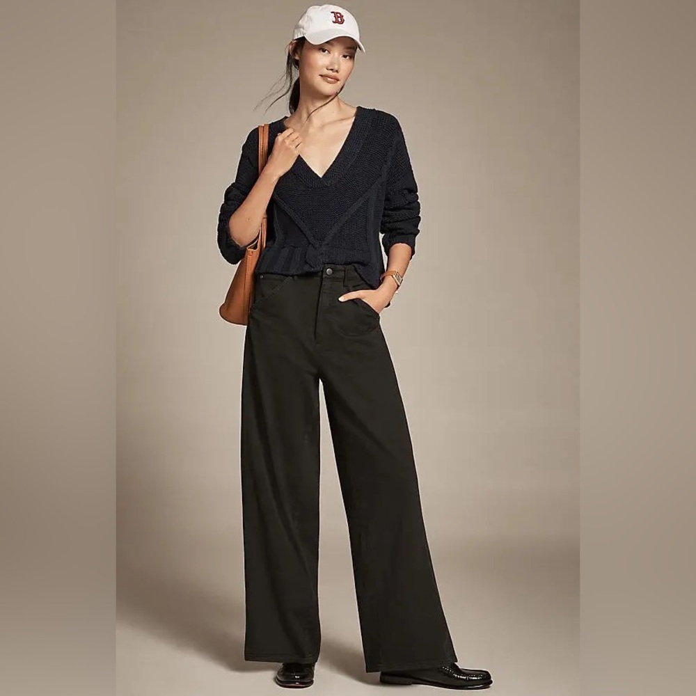 Pilcro elastic waist wide leg jeans